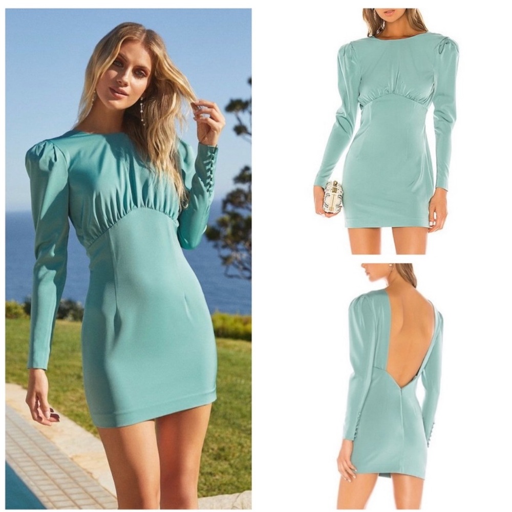 NBD X REVOLVE Viva Long Sleeve Mini Dress - Aquatic Blue